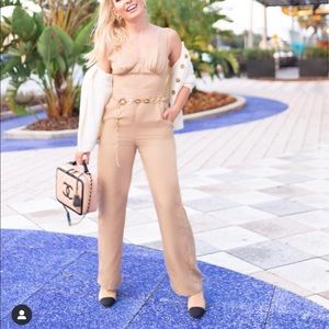 Khaki Linen Jumpsuit